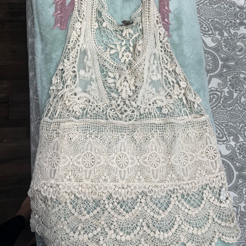 Dynamite Cream Crochet Lace Top - Picture 2 of 7